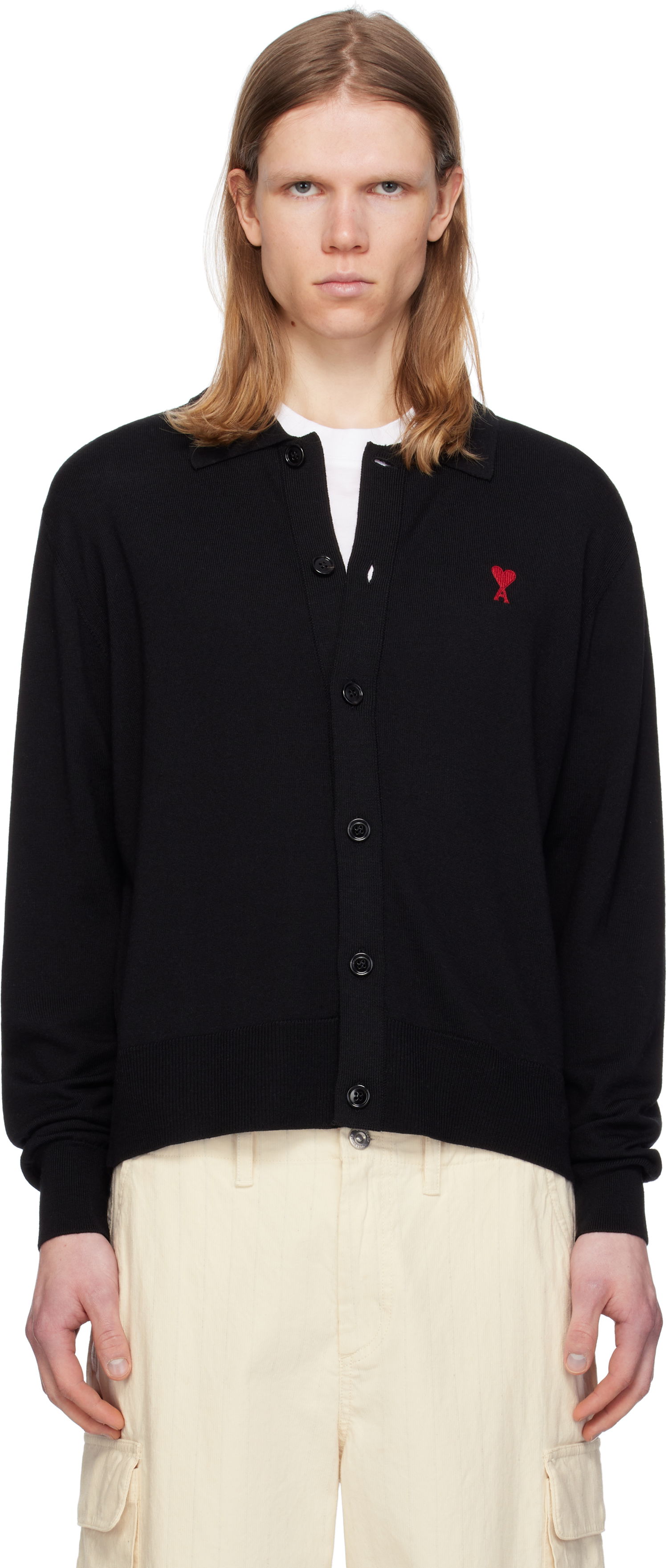 Sweater AMI AMI de Coeur Cardigan Sort | HKC211.KN0025, 0