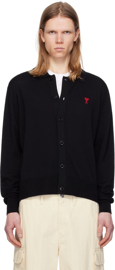 Sweater AMI AMI de Coeur Cardigan Sort | HKC211.KN0025, 0