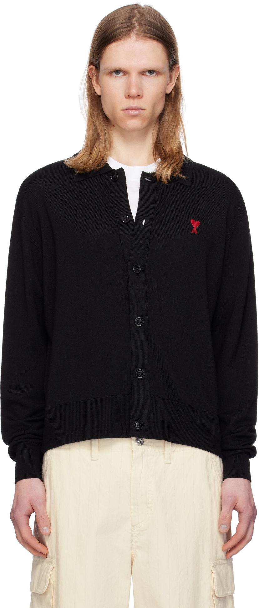 Sweater AMI AMI de Coeur Cardigan Sort | HKC211.KN0025