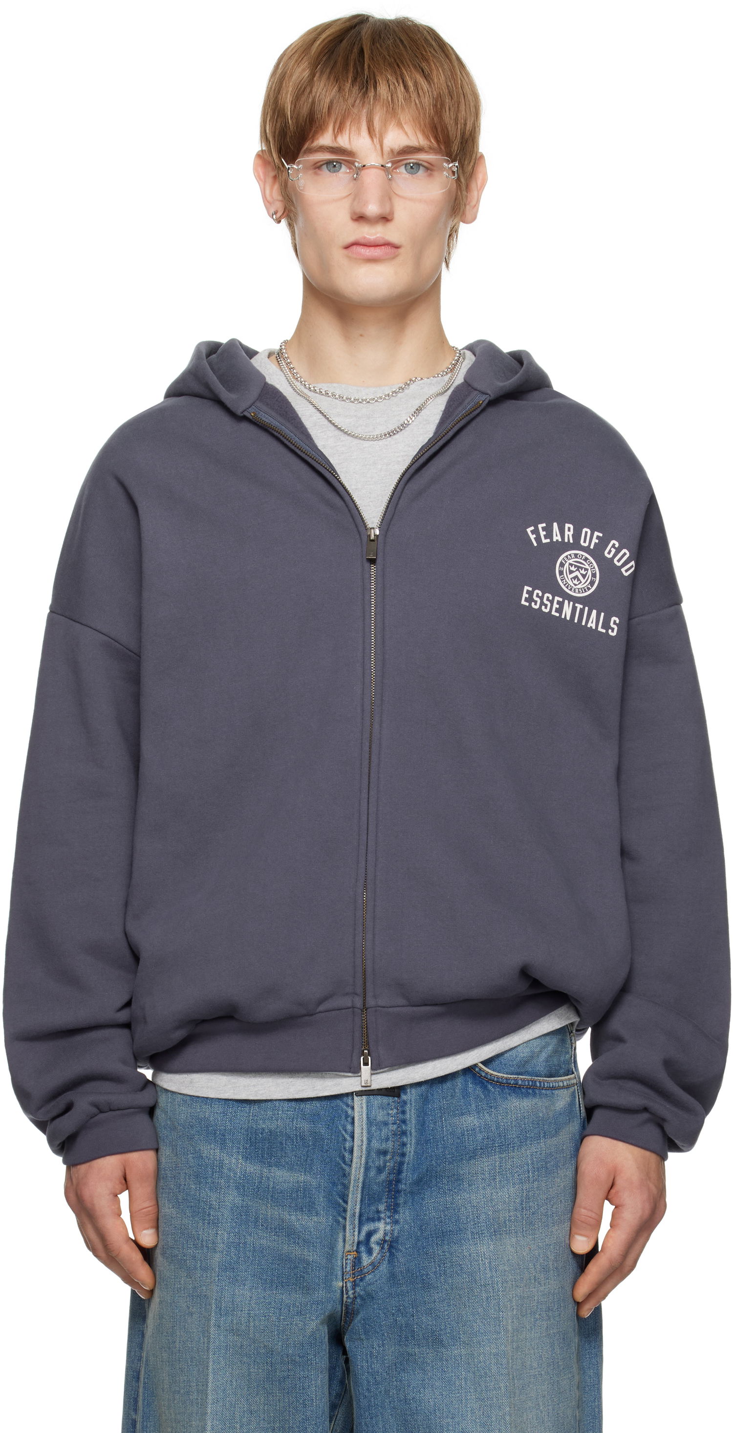 Sweatshirt Fear of God Fear of God ESSENTIALS Heavy Fleece Full Zip-Up Hoodie Grå | 192HO246244F, 0