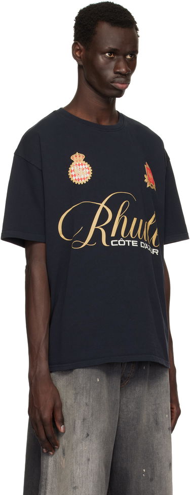 T-shirt Rhude Rhude Script Crest T-Shirt Mørkeblå | RHPS25TT07012, 1