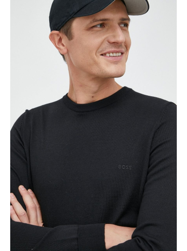 Sweater BOSS Wool Sweater Logo Sort | 50476364