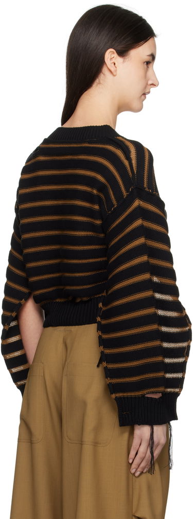 Sweater Maison Margiela MM6 Maison Margiela Striped Distressed V-Neck Cardigan Sort | S52HP0025 M13080, 2