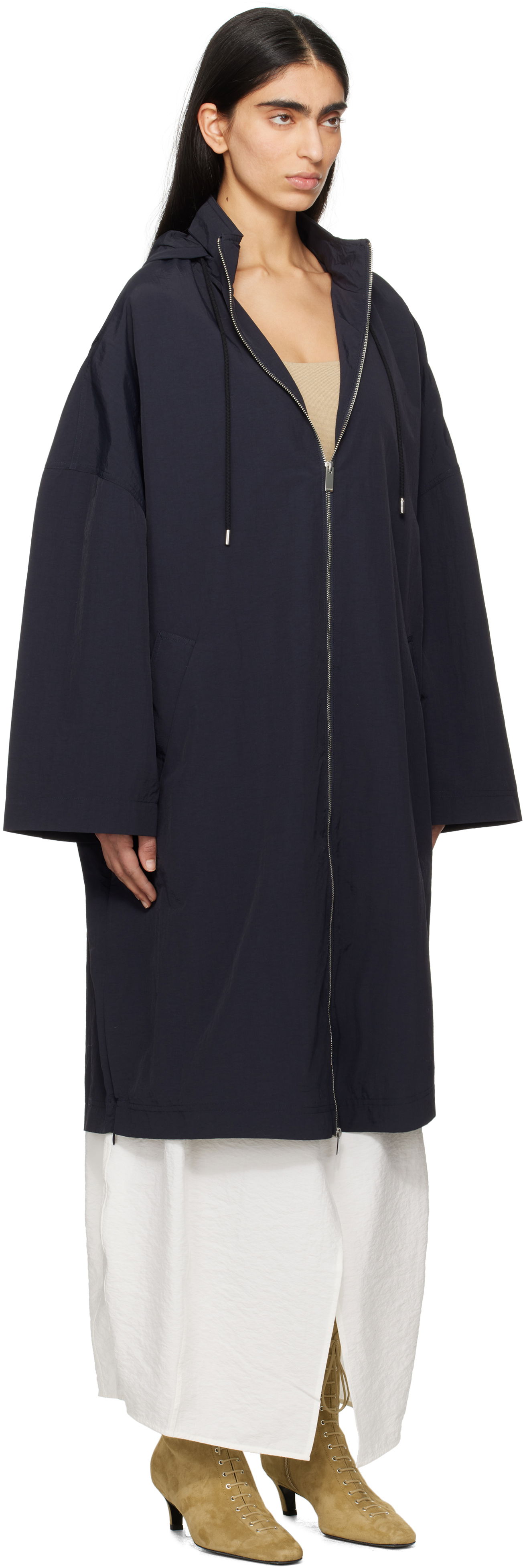 Vindjakke TOTEME TOTEME Windbreaker Hooded Coat Mørkeblå | 252-WRO0172-FB0367, 1
