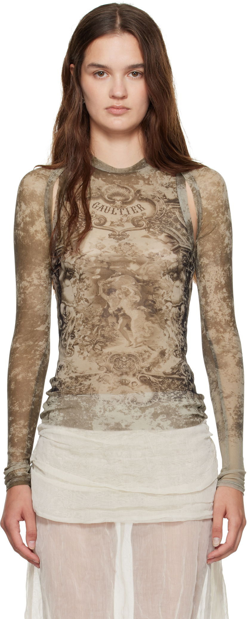 T-shirt Jean Paul Gaultier Jean Paul Gaultier 'The Médaillon' Long Sleeve Top Brun | 25/03-W-TO303-M006P-6965
