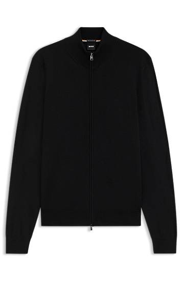 Sweater BOSS Virgin Wool Regular-Fit Cardigan Sort | 50468254, 0