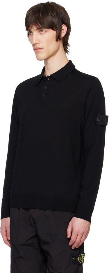 Sweater Stone Island Stone Island Pure Wool Long Sleeve Polo Sort | K1S15 5100071 S00FC, 3