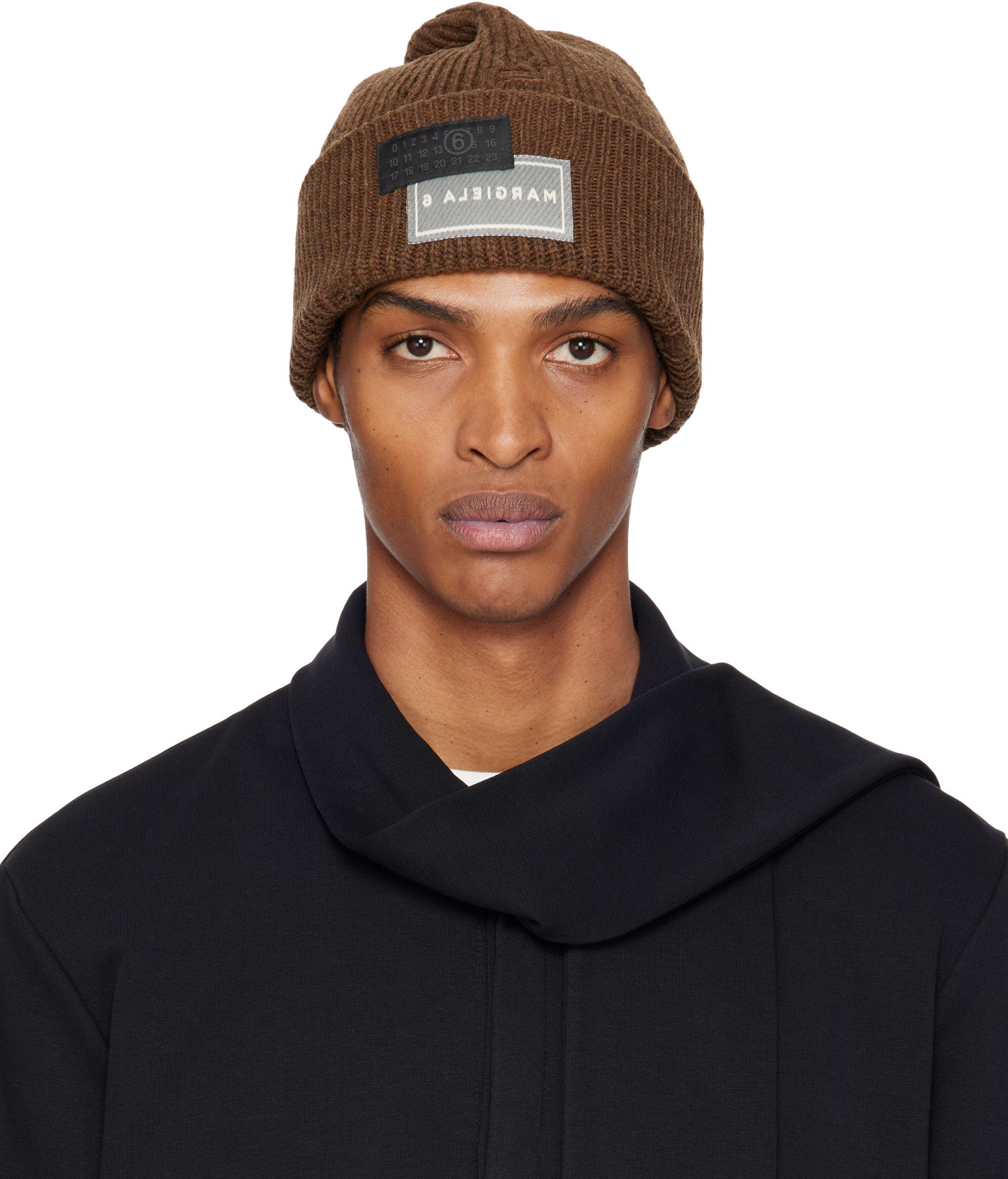 Beanie Maison Margiela MM6 Maison Margiela Logo Patch Beanie Brun | SH0TB0001 M13138, 0
