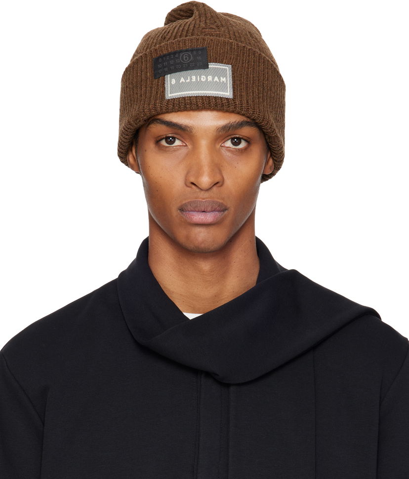 Beanie Maison Margiela MM6 Maison Margiela Logo Patch Beanie Brun | SH0TB0001 M13138