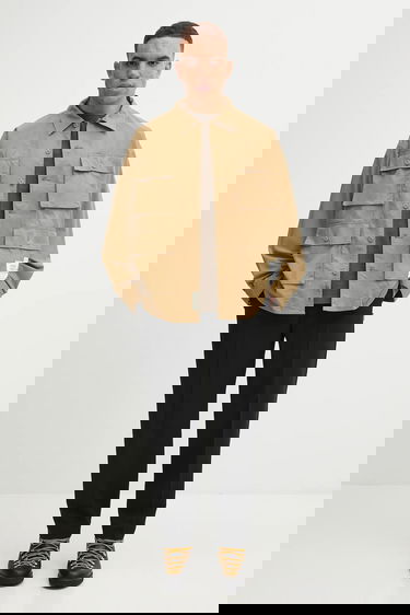 Skjorte Neighborhood NEIGHBORHOOD Utility Long Sleeve Shirt with Classic Collar, Regular Fit, Cotton Beige | 252AQNH.SHM04, 4