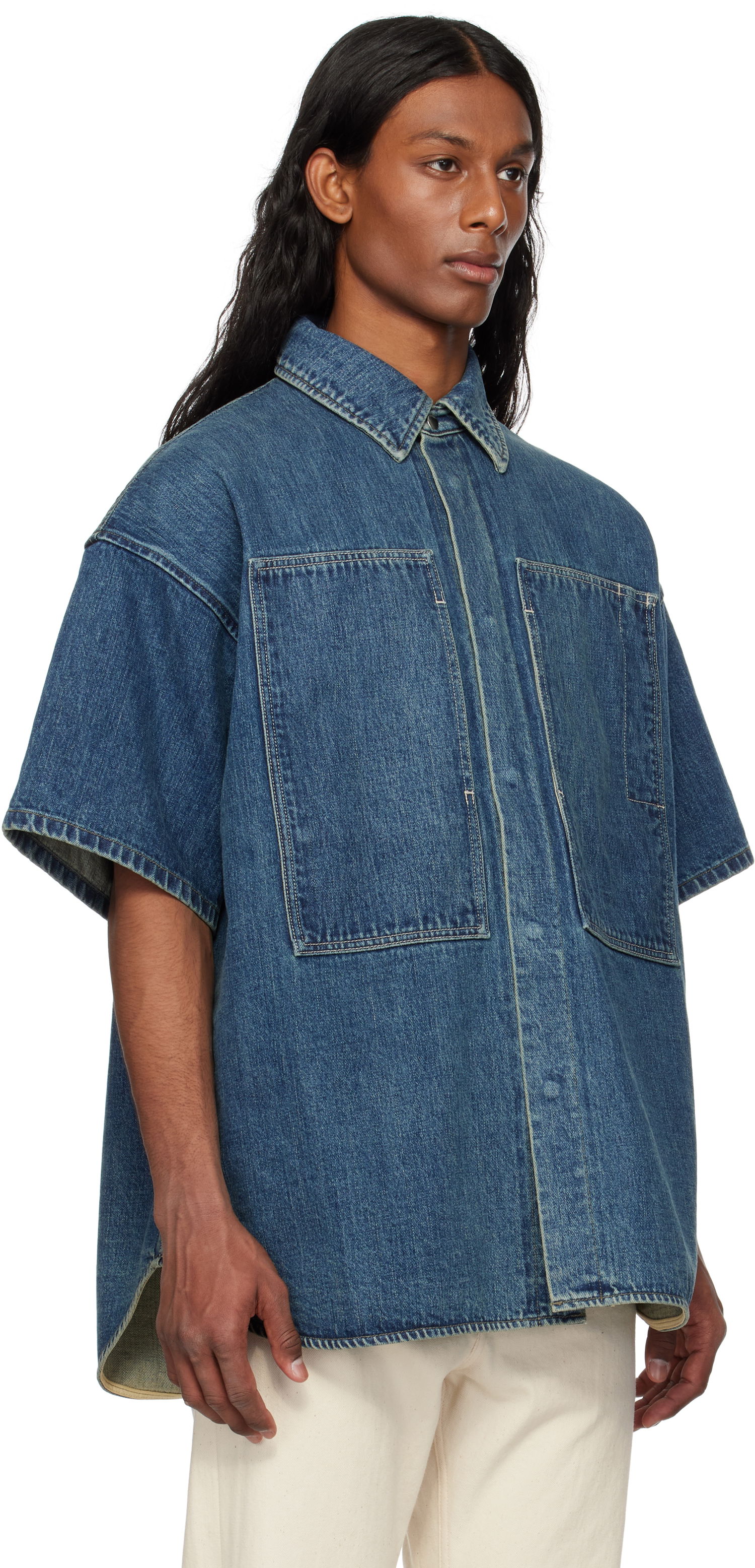 Skjorte Jil Sander Jil Sander Patch Pocket Denim Overshirt Blå | J47DL0168_J45291, 1
