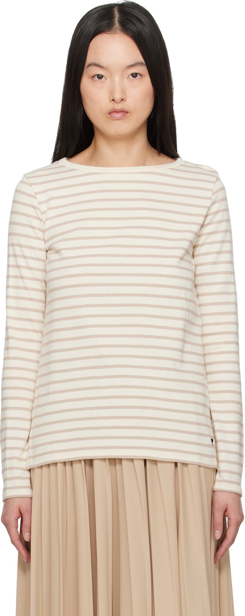 Sweater Max Mara Weekend Max Mara Erasmo Striped Long Sleeve T-Shirt Beige | 2515941061600