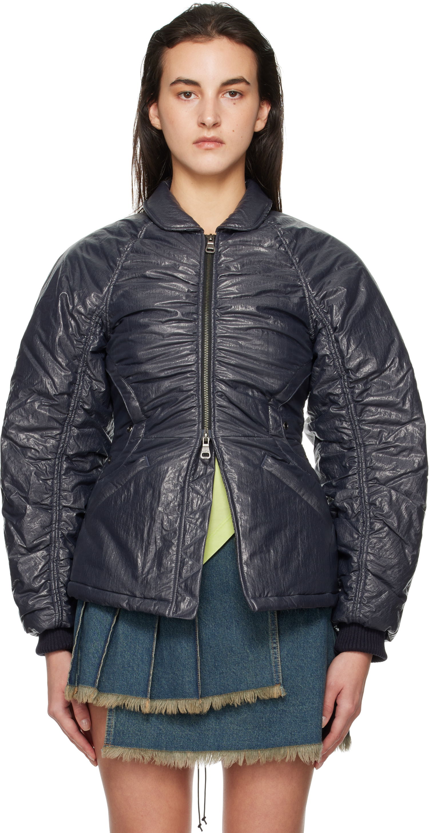 Puffer jakke Andersson Bell Luna Back-Corset Bomber Jacket Blå | awa655w, 0