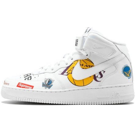 Sneakers og sko Nike Supreme x Air Force 1 NBA "White" Hvid | AQ8017-100-40, 0