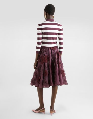 Nederdel Dolce & Gabbana Dolce & Gabbana Organza Midi Circle Skirt with 3D Floral Appliqué Bourgogne | F4C1DZGDCTVS8400, 2