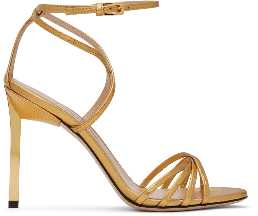 Tilbehør Tom Ford Tom Ford Ida Lizard Print Heeled Sandals Metalisk | W3546-LCL232G