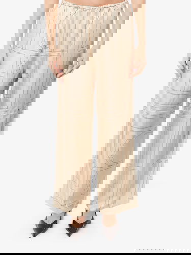 Bukser TOTEME Geometric-Print Silk Wide-Leg Trousers by Toteme Beige | 213255707926, 2