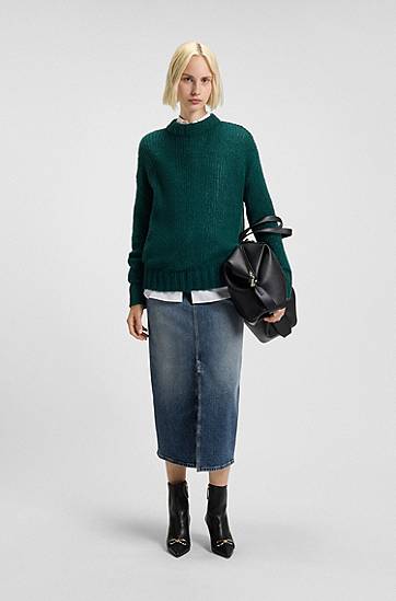 Nederdel BOSS Denim skirt with front slit and carabiner closure Blå | 50550747, 1