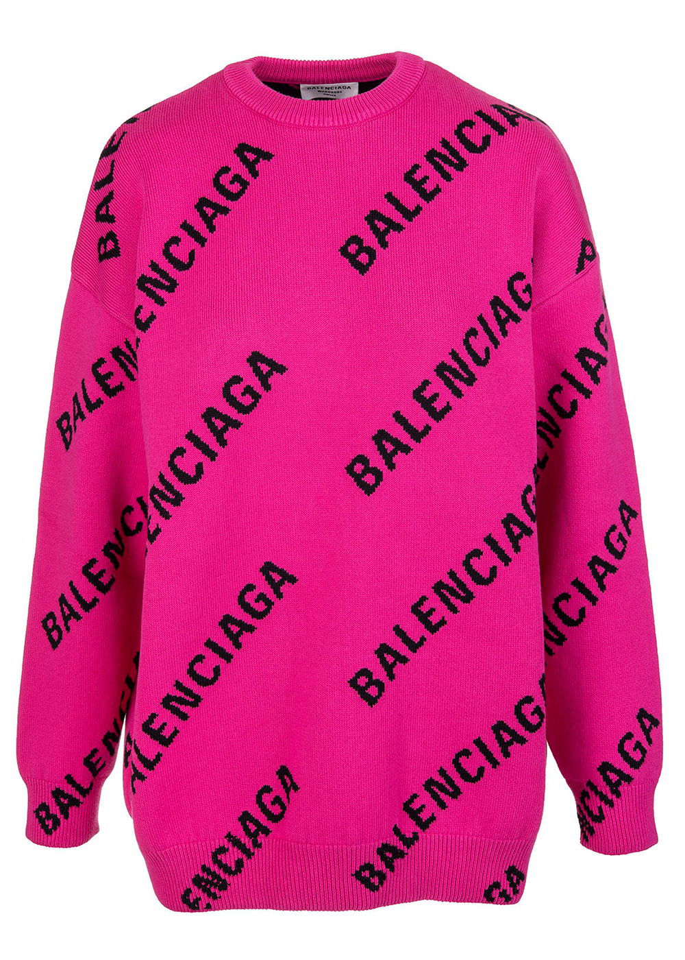 Sweater Balenciaga Oversized Intarsia All Over Logo Crewneck Lyserød | 657528T32001401, 0