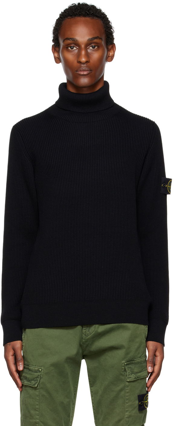Sweater Stone Island Ribbed Turtleneck Sort | 7715552C2, 0