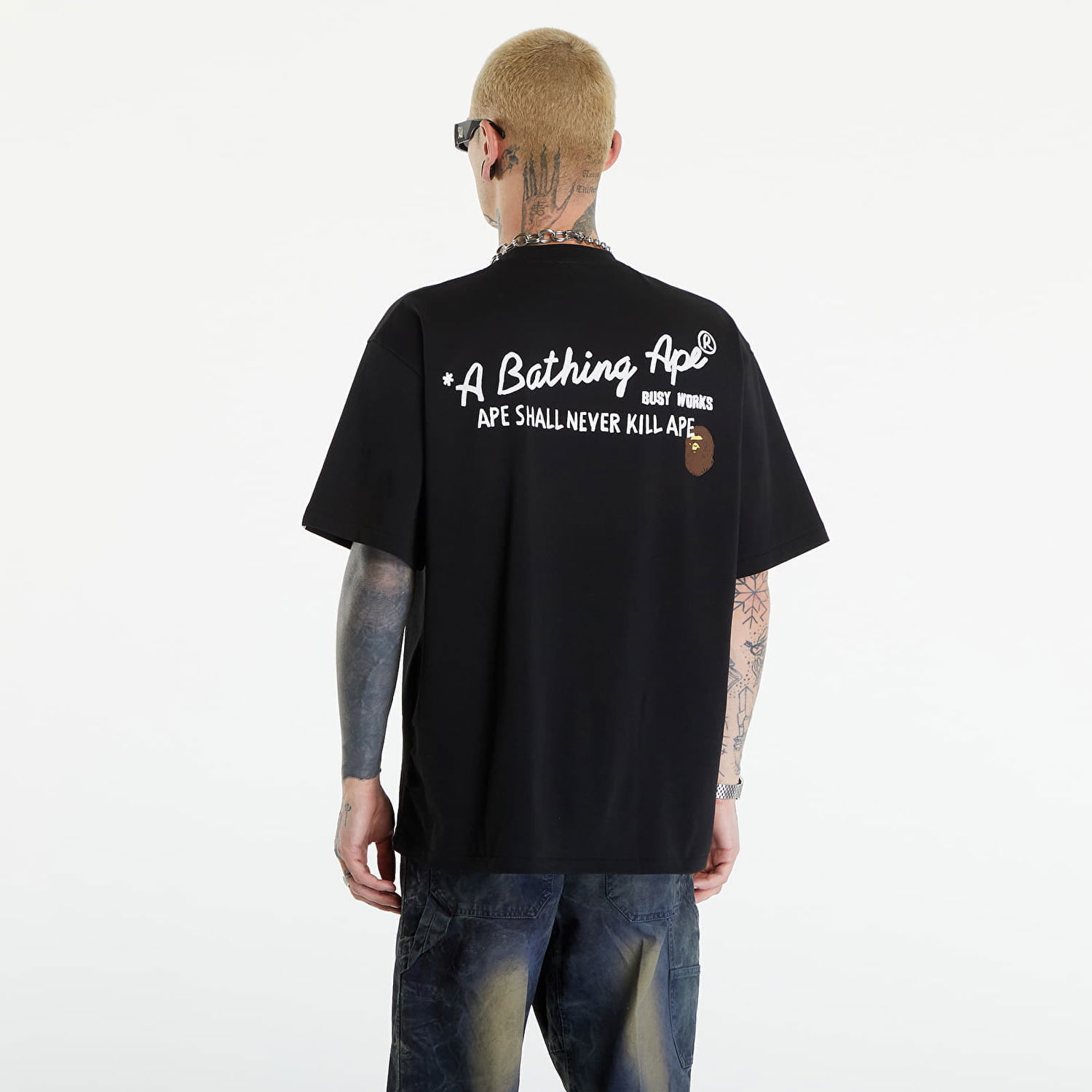 T-shirt BAPE A BATHING APE Hand Draw Bape Relaxed Fit Tee Black Sort | 001TEK301325M BLK, 1
