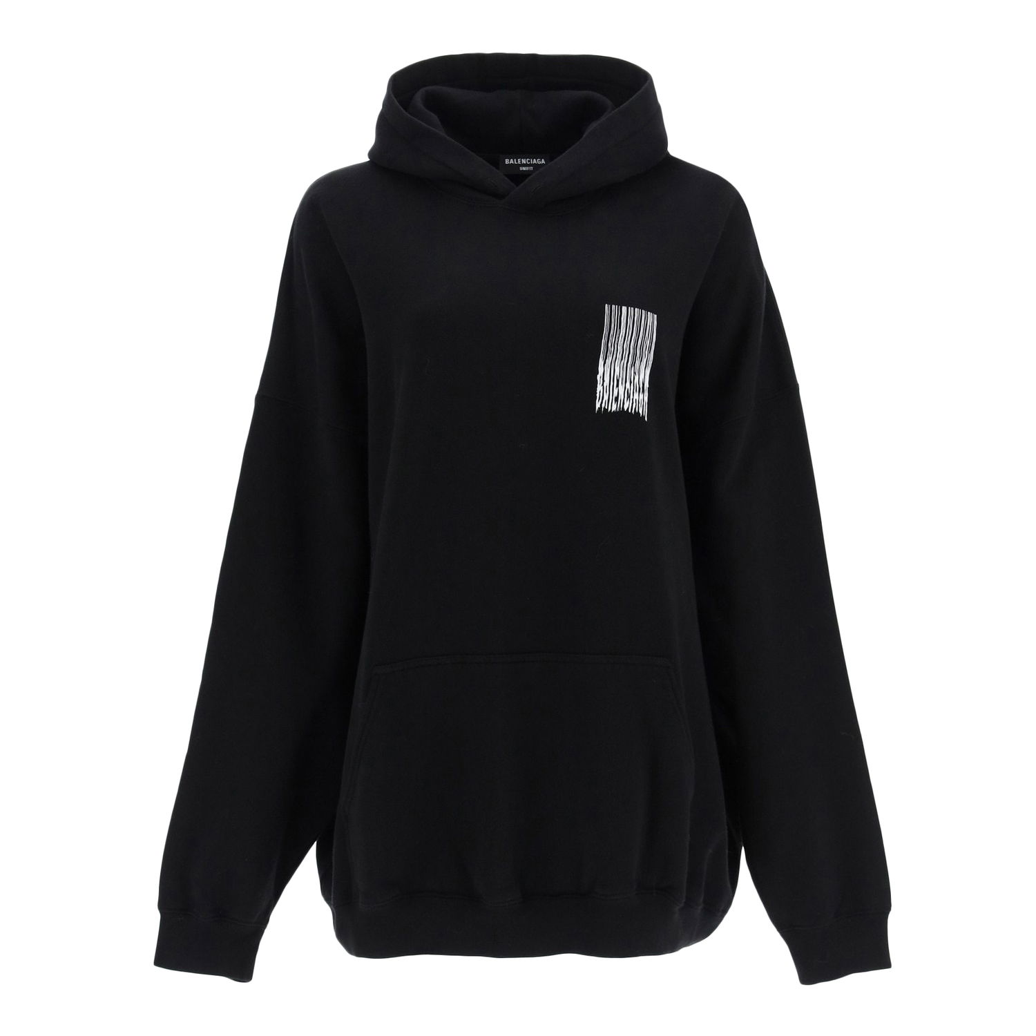 Sweatshirt Balenciaga Barcode Logo Cotton Hoodie Sort | 651799 TKVE6, 0