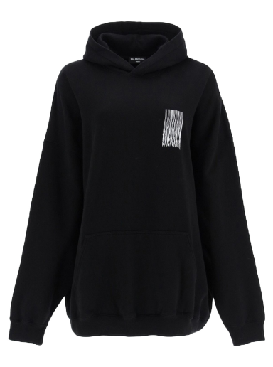 Sweatshirt Balenciaga Barcode Logo Cotton Hoodie Sort | 651799 TKVE6