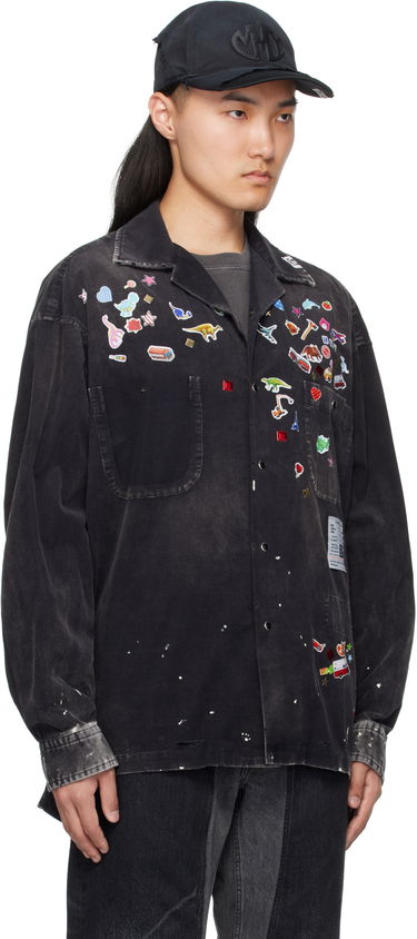 Skjorte Maison MIHARA YASUHIRO MMY Sticker Print Corduroy Shirt Sort | J14SH182, 1