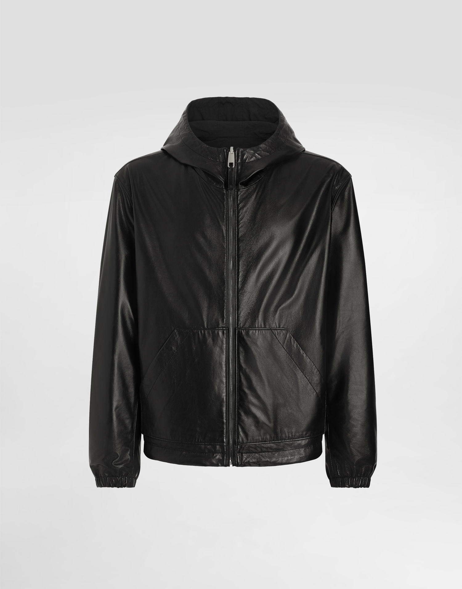 Jakke Dolce & Gabbana Dolce & Gabbana Leather Jacket with Reversible Hood Sort | G9BKULGI909N0000, 0