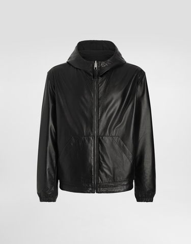 Jakke Dolce & Gabbana Dolce & Gabbana Leather Jacket with Reversible Hood Sort | G9BKULGI909N0000, 0