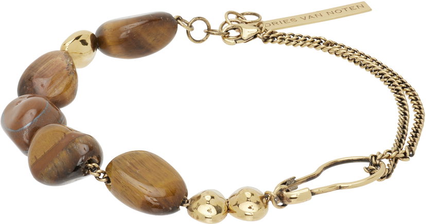 Armbånd Dries Van Noten Dries Van Noten Tiger's Eye and Textured Bead Chain Bracelet Flerfarvet | 252-028208-087