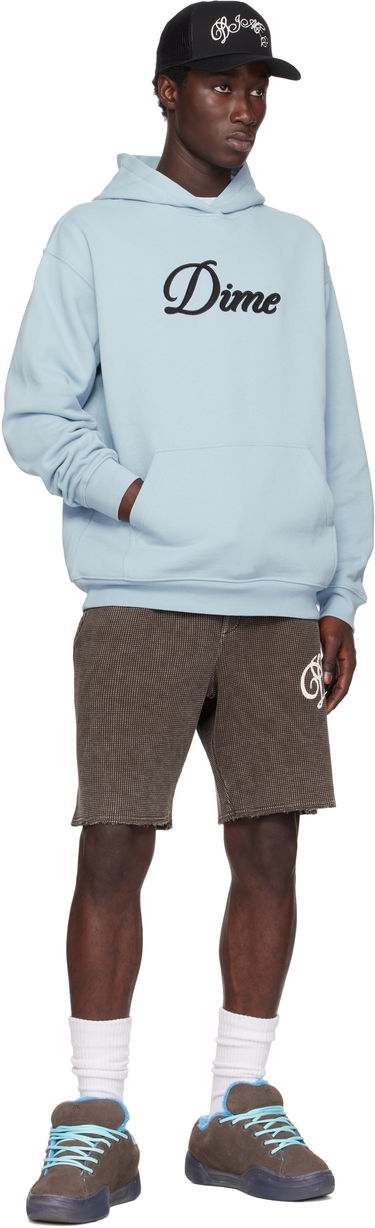Sweatshirt Dime Dime Cursive Fleece Hoodie Blå | DIMESU2543BLU, 3