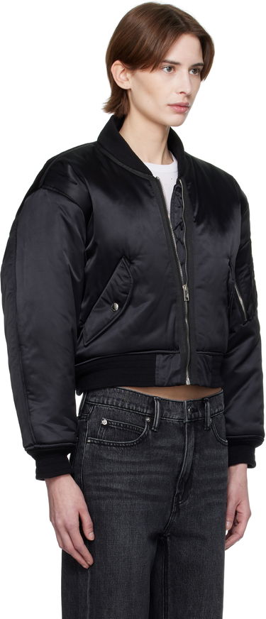 Bomberjakke Alexander Wang Alexander Wang Logo-Embroidered Cropped Bomber Jacket Sort | 1WC1253278, 1