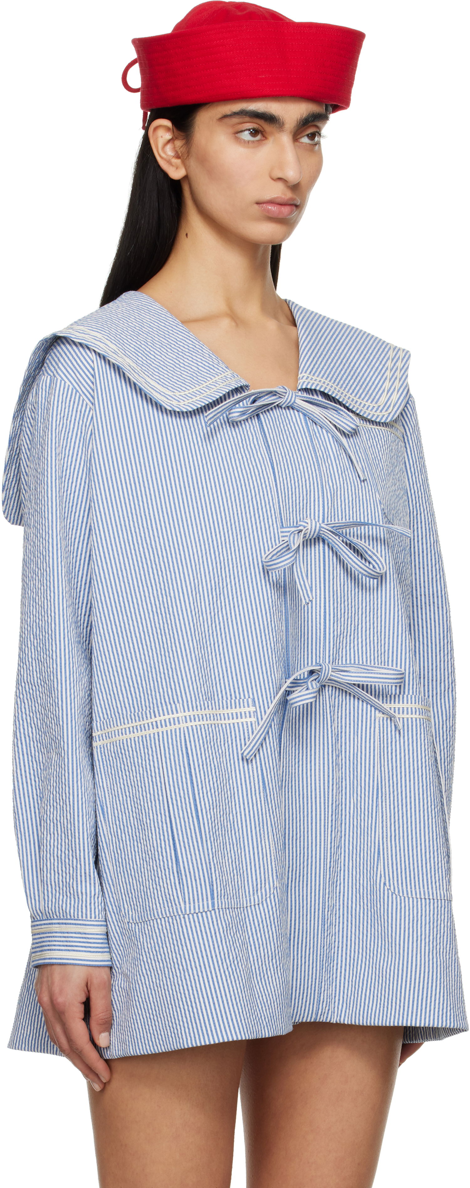 Skjorte Bode Bode Club Stripe Sailor Coat Blå | WRS25JA003, 1