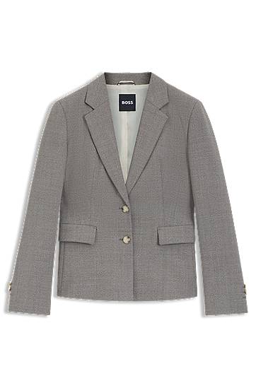 Jakke BOSS BOSS Slim-Fit Patterned Wool-Blend Blazer Grå | 50544333