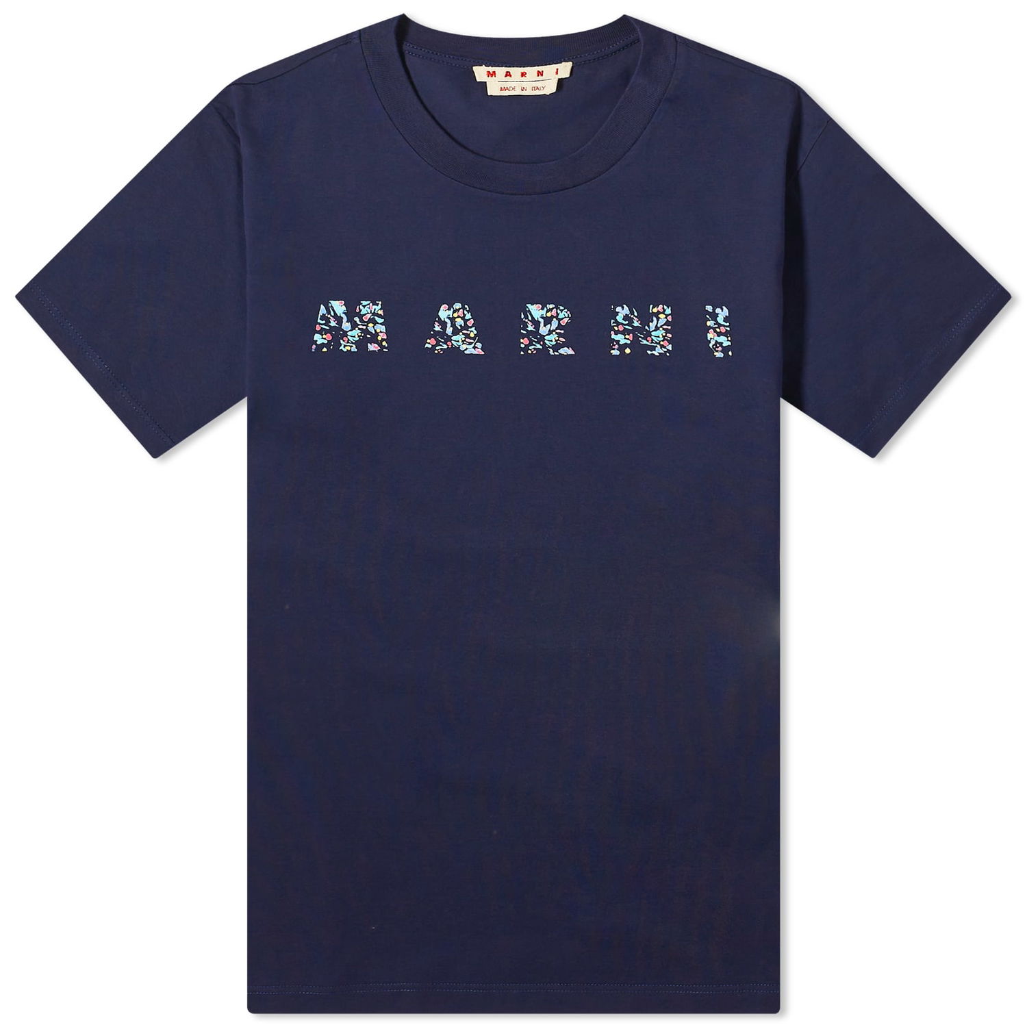 T-shirt Marni Floral Logo T-Shirt Mørkeblå | HUMU0198PQ-USCW21-FLB99, 0