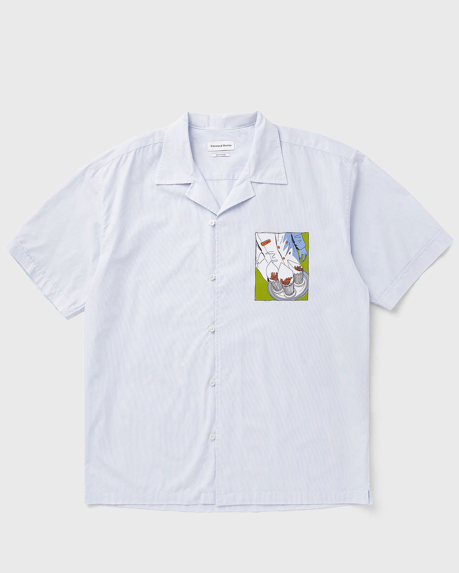 Skjorte Edmmond Studios Drinks and Fries Print Shirt Blå | 125-10-30500, 0