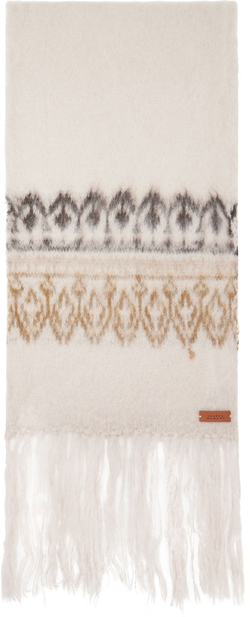 Tørklæde ISABEL MARANT Fringed Wool Scarf Beige | EC072MFA-B3L02A