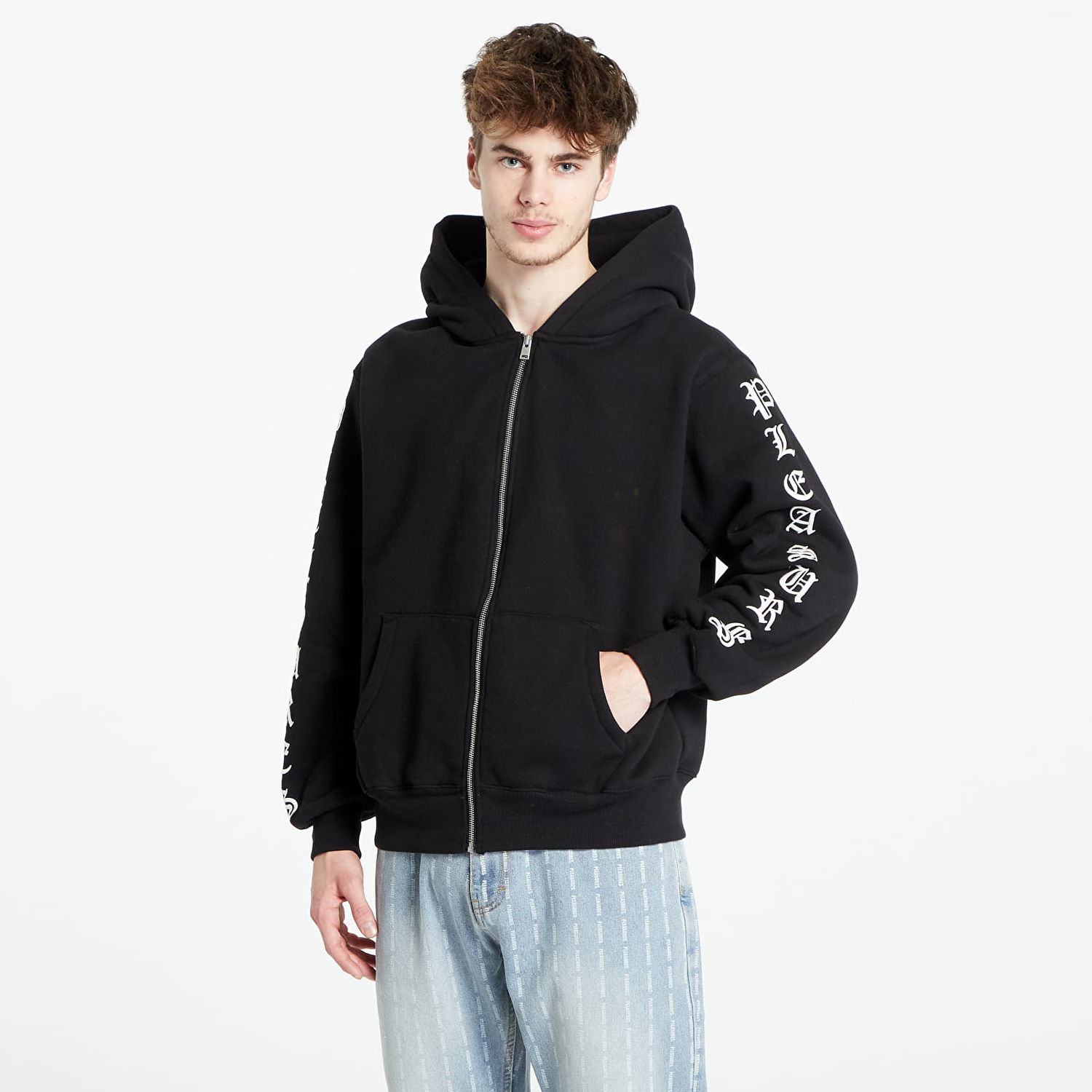 Sweatshirt Pleasures Oe Zip Up Hoodie Sort | P23W038 BLACK, 0