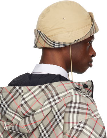 Hat Burberry Burberry Check Brim Gabardine Bucket Hat Beige | 8112365, 4