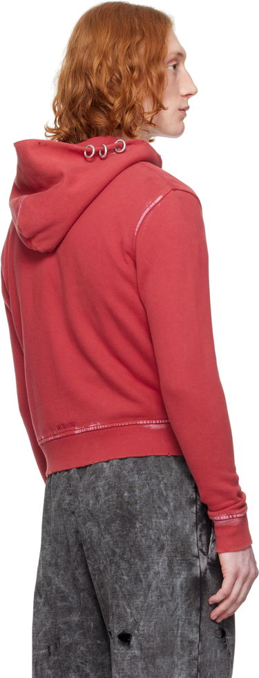 Sweatshirt We11done We11done Pierced Zip-Up Hoodie Rød | WD-TJ0-25-821-U-RD, 2