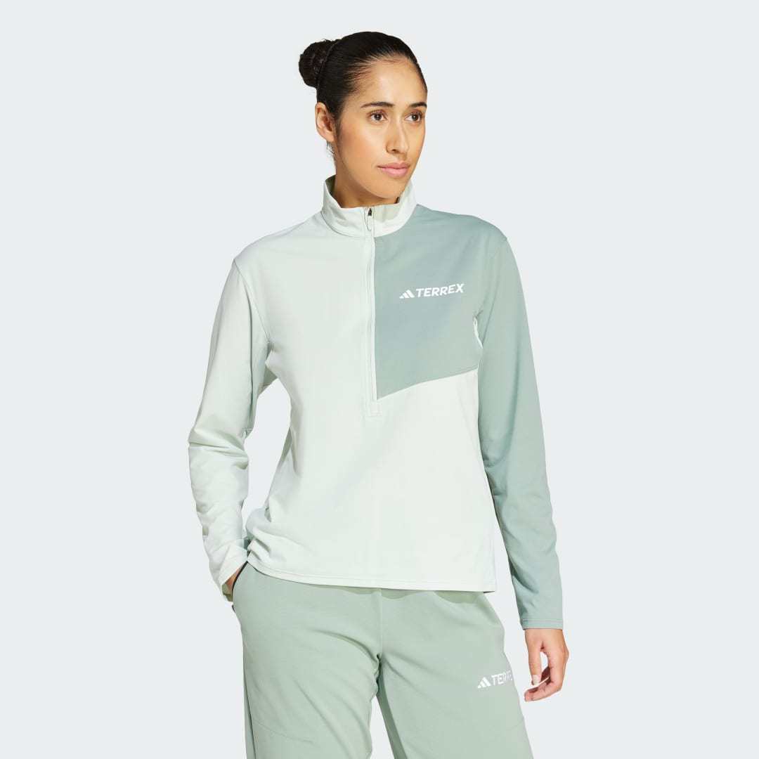 T-shirt adidas Performance Terrex Multi Climacool 1/2 Zip Long Sleeve Top Grøn | JE0362, 0