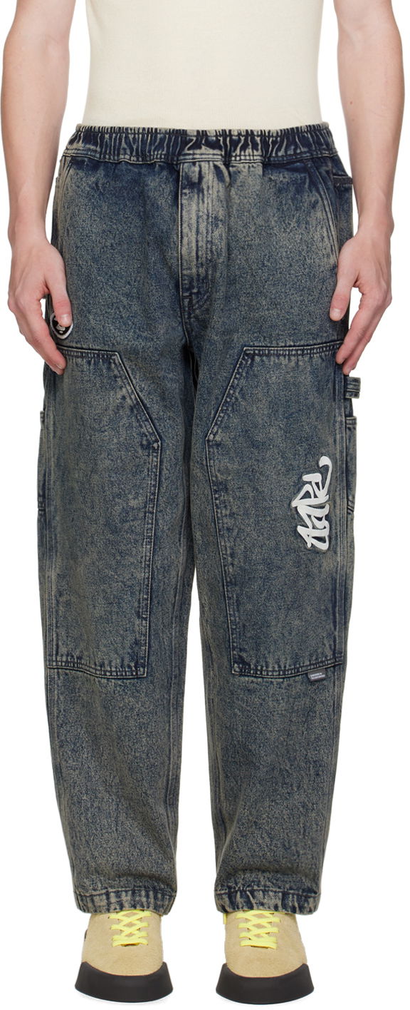 Cargo bukser AAPE by A Bathing Ape AAPE by A Bathing Ape Embroidered-Logo Carpenter Jeans Blå | AAPPTMA682XXMBKC