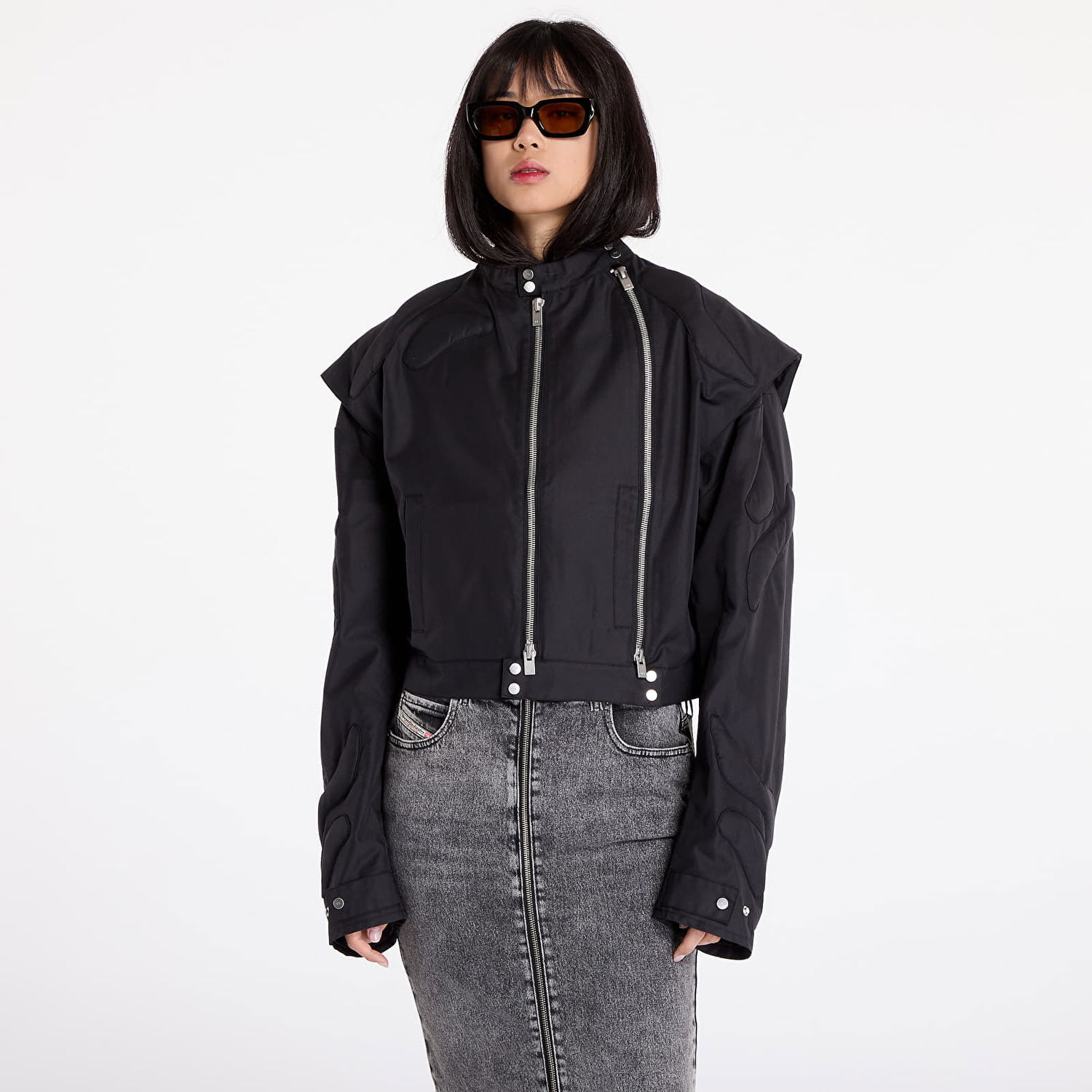 Bomberjakke HELIOT EMIL Molded Biker Jacket Sort | HE_W_02_105_BLK01, 0