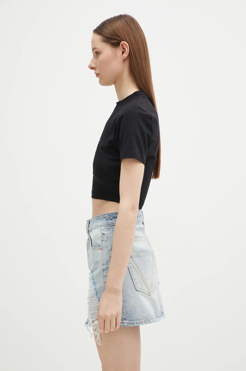 Crop top VETEMENTS VETEMENTS I'M Perfect You Adjust Cropped Fitted T-Shirt Sort | WA66TR740B, 1