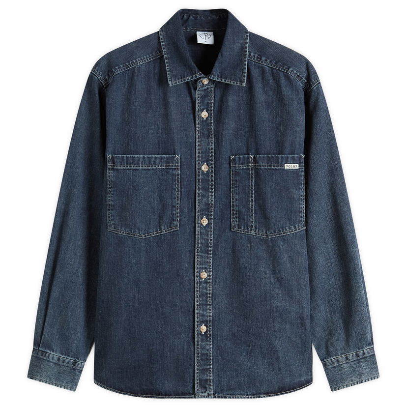 Skjorte Polar Skate Co. Polar Skate Co. Mike Denim Shirt, Size Large Blå | PSC-SU25-5-WBL