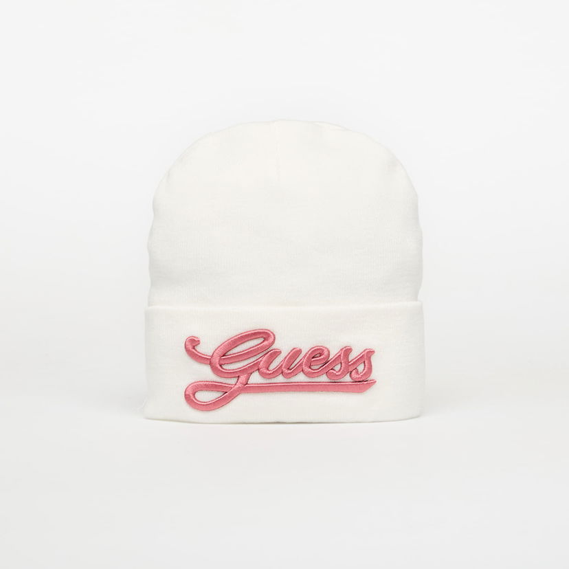 Beanie GUESS Embroidered Beanie Hvid | AW5400POL01-WHI