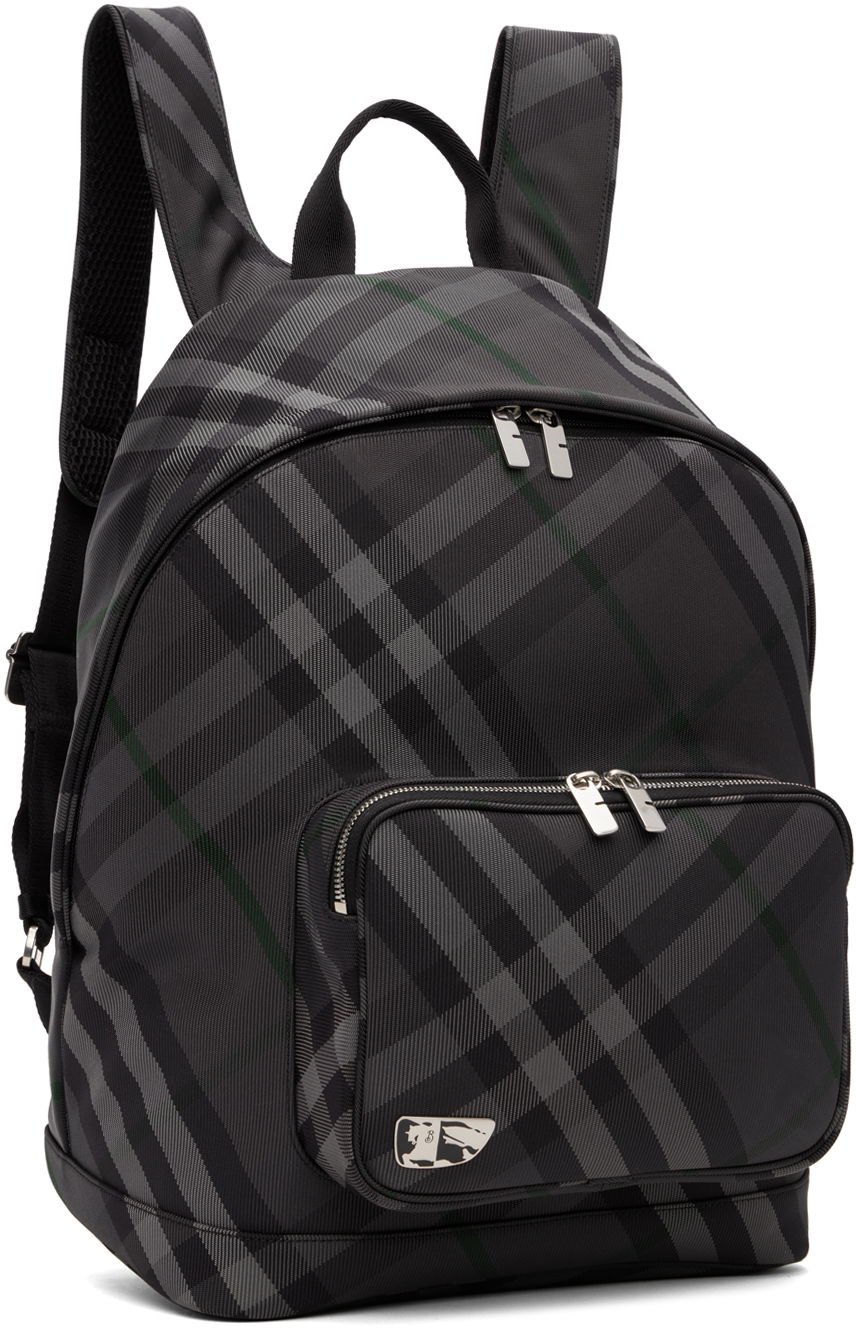 Rygsæk Burberry Burberry Grid Print Backpack Sort | 8097347, 1