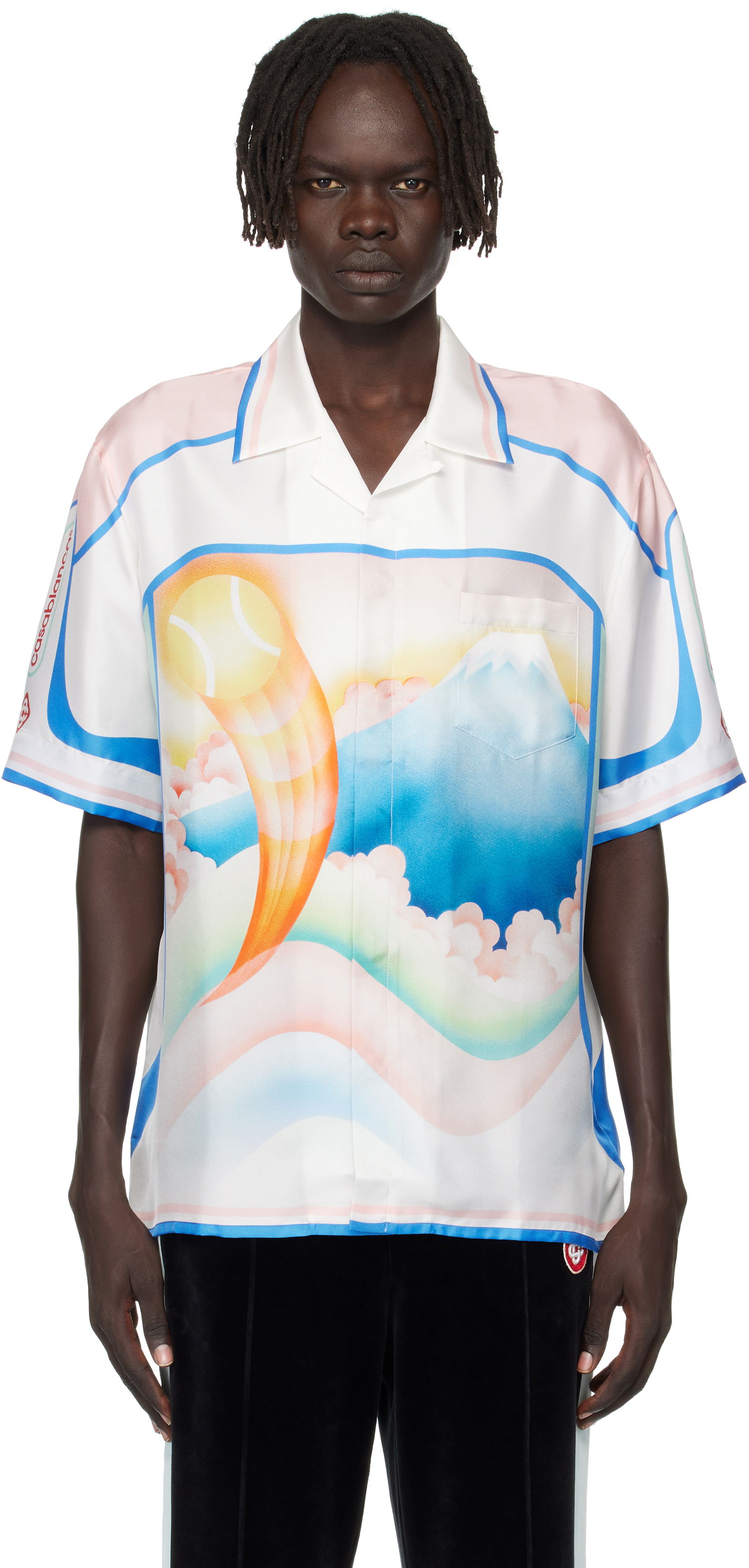Skjorte Casablanca Casablanca Fuji Dream Silk Resort Shirt Hvid | MPF25-SH-003-03, 0