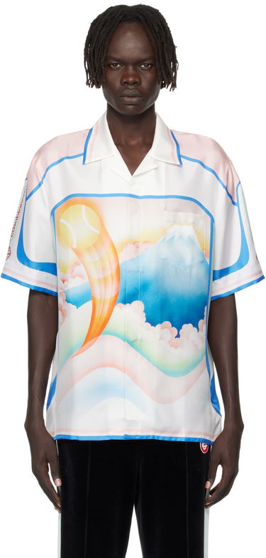 Skjorte Casablanca Casablanca Fuji Dream Silk Resort Shirt Hvid | MPF25-SH-003-03, 0